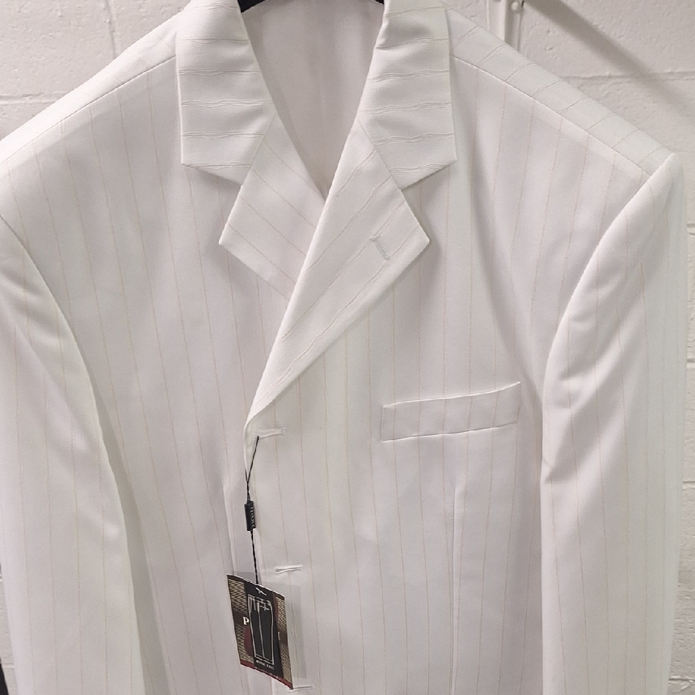 Elegant White Pinstripe Men's Suit
